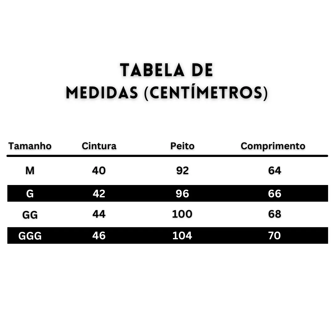 Tabela de medidas Virtus Store Suéter Masculino Azul Comfort Gym